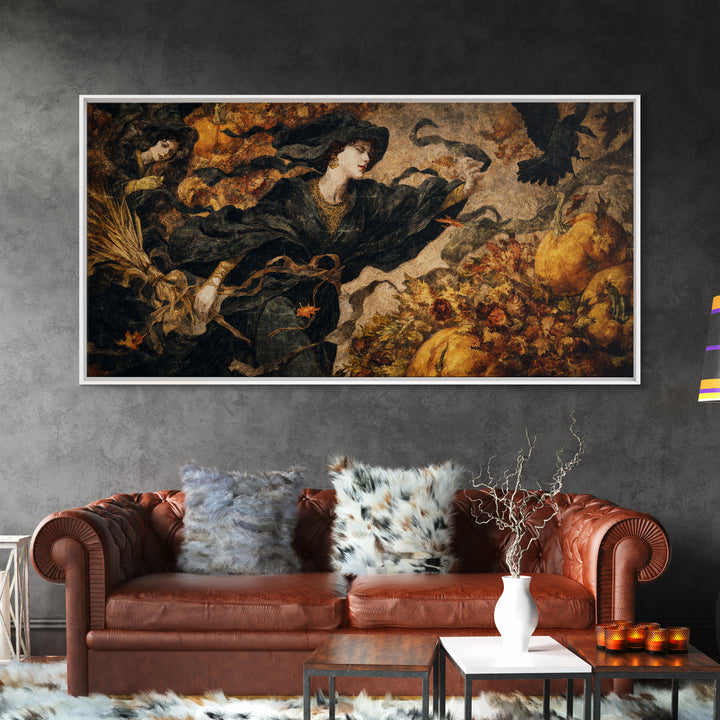Occult Harvest Festival, Dark Symbolist Art, Wide Panoramic Art, Gothic Horror Wall Art, Canvas Print, Halloween Wall Art