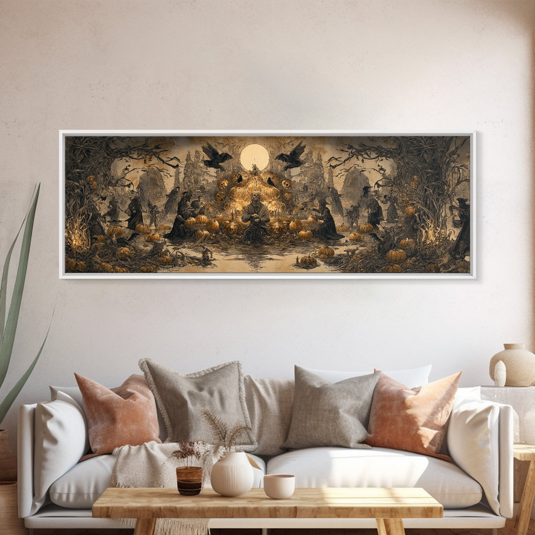 Occult Harvest Festival, Surreal Apocalyptic Art, Extra Wide Wall Art, Dark Fantasy Wall Art, Canvas Print, Halloween Wall Art