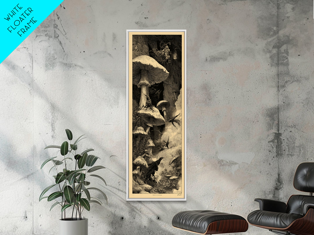 Enchanted Woodland Halloween, Gothic Engraving Art, Tall Narrow Wall Art, Macabre Wall Art, Canvas Print, Halloween Wall Art