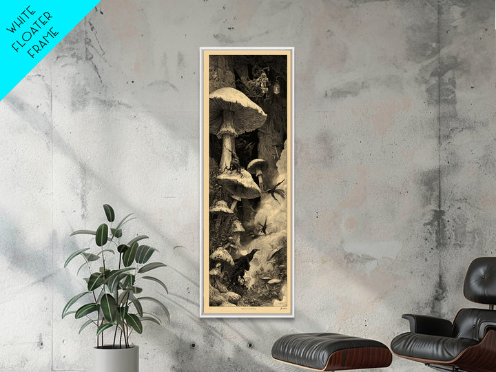 Enchanted Woodland Halloween, Gothic Engraving Art, Tall Narrow Wall Art, Macabre Wall Art, Canvas Print, Halloween Wall Art