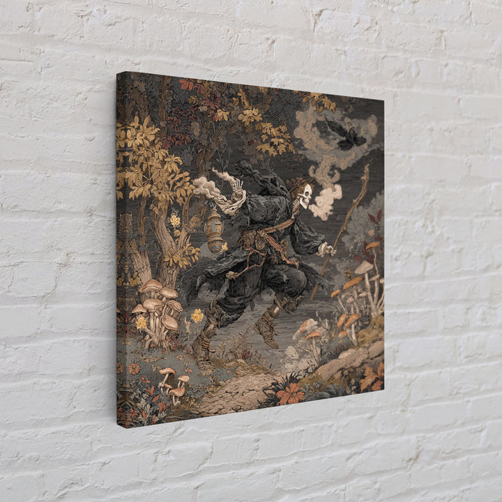 Enchanted Woodland Halloween, Danse Macabre Art, Square Wall Art, Dark Halloween Decor, Framed Canvas Print