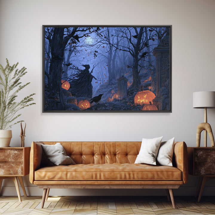 Enchanted Woodland Halloween, Romantic Gothic Landscape, Landscape Wall Art, Gothic Horror Wall Art, Framed Canvas Print