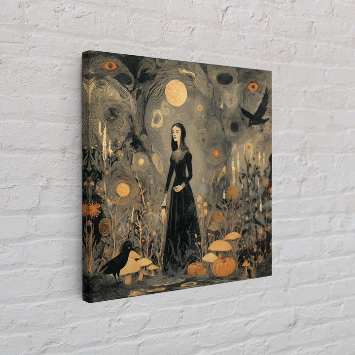 Enchanted Woodland Halloween, Symbolist Dream Art, Square Wall Art, Gothic Horror Wall Art, Canvas Print, Halloween Wall Art