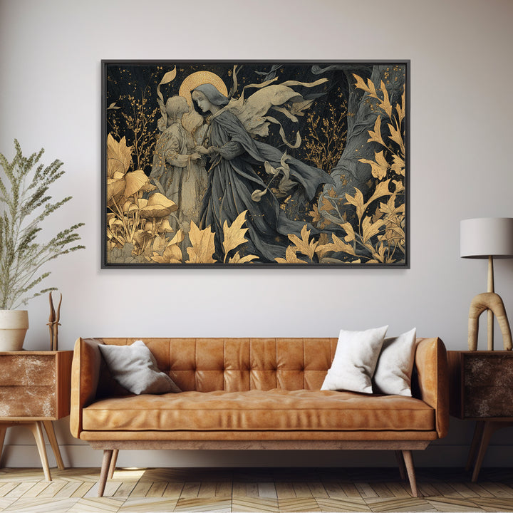 Enchanted Woodland Halloween, Symbolist Death Art, Landscape Wall Art, Dark Halloween Decor, Canvas Print, Halloween Wall Art