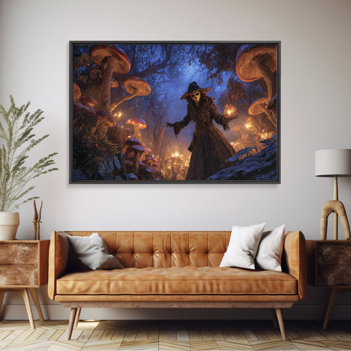Enchanted Woodland Halloween, Expressionist Gothic Art, Landscape Wall Art, Dark Halloween Decor, Framed Canvas Print, Halloween Wall Art