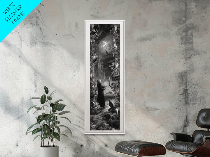 Gothic Romance, Gothic Engraving Art, Tall Narrow Wall Art, Dark Halloween Decor, Framed Canvas Print, Halloween Wall Art