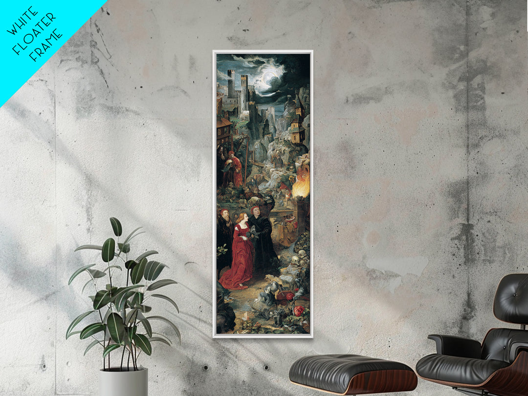 Gothic Romance, Danse Macabre Art, Tall Narrow Wall Art, Gothic Horror Wall Art, Framed Canvas Print, Halloween Wall Art