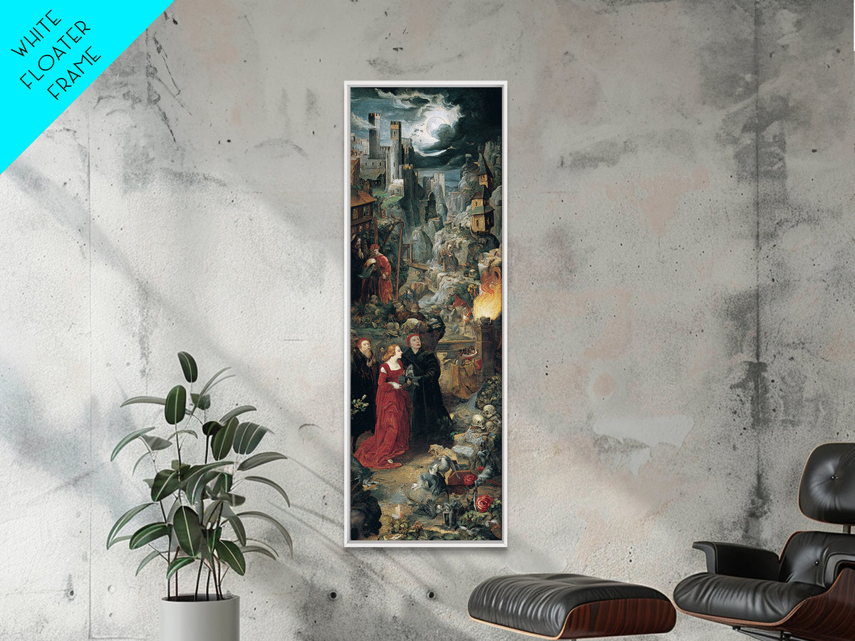 Gothic Romance, Danse Macabre Art, Tall Narrow Wall Art, Gothic Horror Wall Art, Framed Canvas Print, Halloween Wall Art
