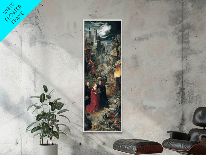 Gothic Romance, Danse Macabre Art, Tall Narrow Wall Art, Gothic Horror Wall Art, Framed Canvas Print, Halloween Wall Art