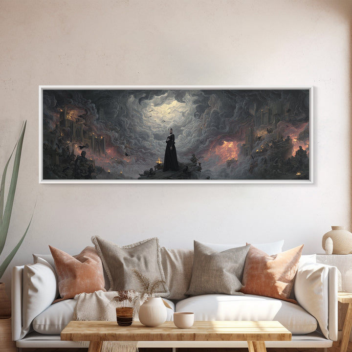 Gothic Romance, Apocalyptic Romantic Art, Extra Wide Wall Art, Gothic Horror Wall Art, Framed Canvas Print, Halloween Wall Art