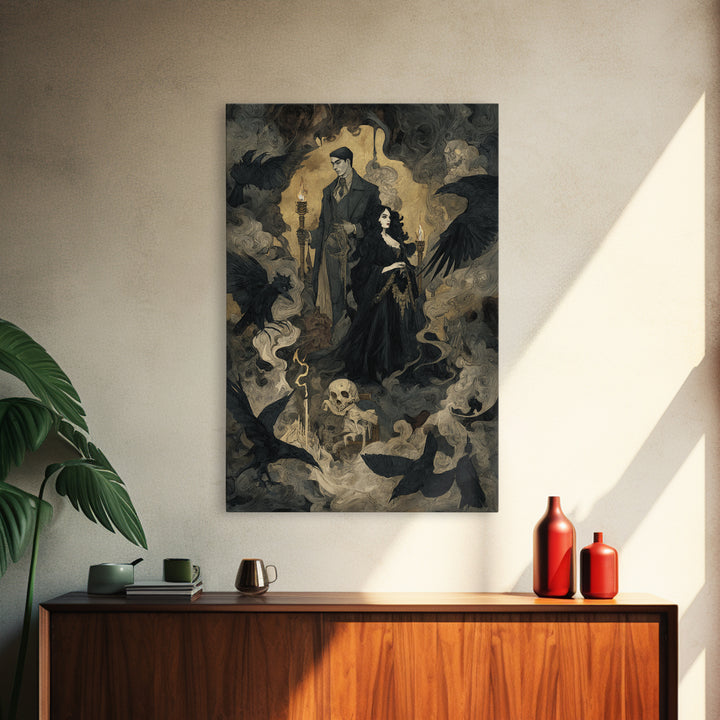 Gothic Romance, Dark Symbolist Art, Vertical Wall Art, Dark Halloween Decor, Canvas Print, Halloween Wall Art, Gothic Home Decor