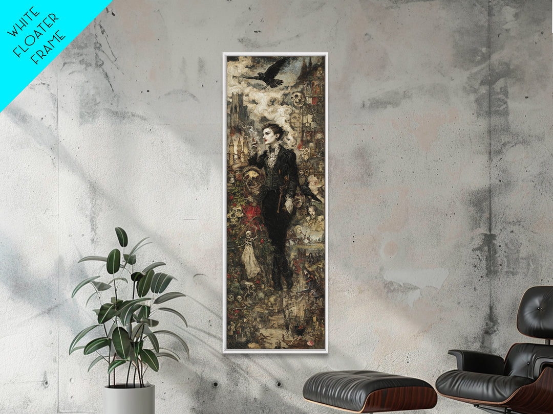 Gothic Romance, Grotesque Carnival Art, Tall Narrow Wall Art, Dark Fantasy Wall Art, Framed Canvas Print, Halloween Wall Art