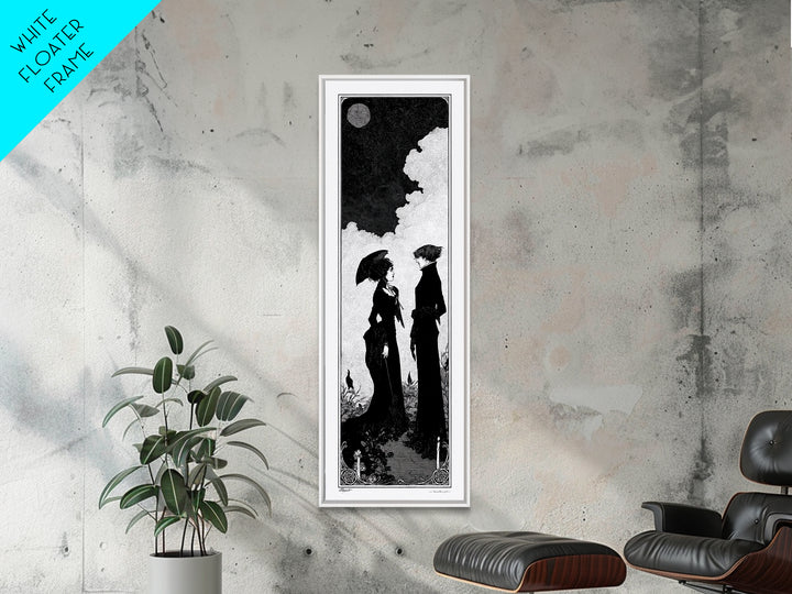 Gothic Romance, Decadent Line Art, Tall Narrow Wall Art, Dark Fantasy Wall Art, Framed Canvas Print, Halloween Wall Art