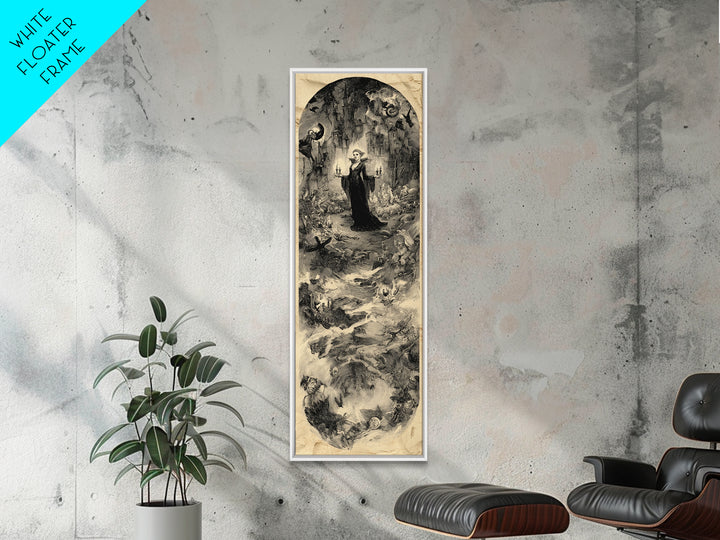 Gothic Romance, Gothic Storybook Art, Tall Narrow Wall Art, Dark Halloween Decor, Framed Canvas Print, Halloween Wall Art