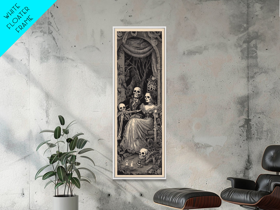 Gothic Romance, Macabre Folk Print Art, Tall Narrow Wall Art, Gothic Horror Wall Art, Canvas Print, Halloween Wall Art