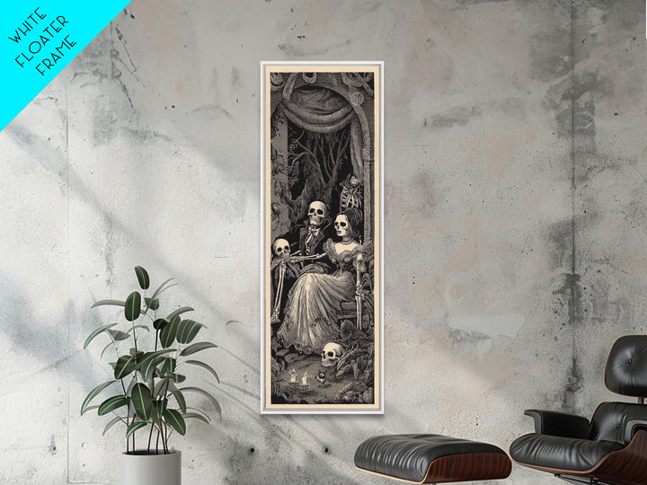 Gothic Romance, Macabre Folk Print Art, Tall Narrow Wall Art, Gothic Horror Wall Art, Canvas Print, Halloween Wall Art