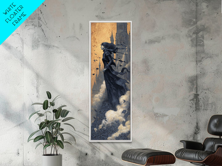 Gothic Romance, Surreal Apocalyptic Art, Tall Narrow Wall Art, Dark Halloween Decor, Framed Canvas Print, Halloween Wall Art