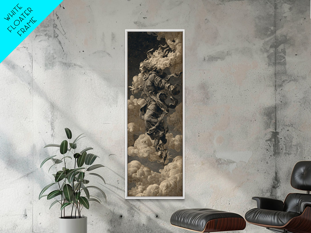 Haunted Seaside Halloween, Visionary Gothic Art, Tall Narrow Wall Art, Gothic Horror Wall Art, Framed Canvas Print, Halloween Wall Art
