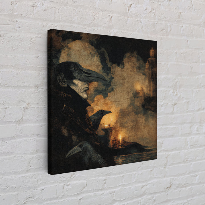 Haunted Seaside Halloween, Dark Symbolist Art, Square Wall Art, Gothic Horror Wall Art, Framed Canvas Print, Halloween Wall Art
