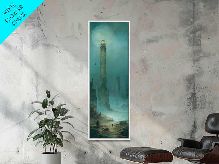 Haunted Seaside Halloween, Surreal Apocalyptic Art, Tall Narrow Wall Art, Macabre Wall Art, Canvas Print, Halloween Wall Art