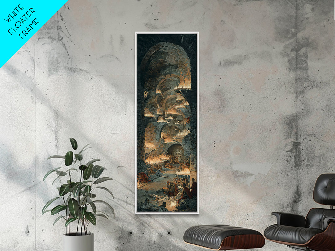 The Candlelit Crypt, Visionary Gothic Art, Tall Narrow Wall Art, Gothic Horror Wall Art, Canvas Print, Halloween Wall Art