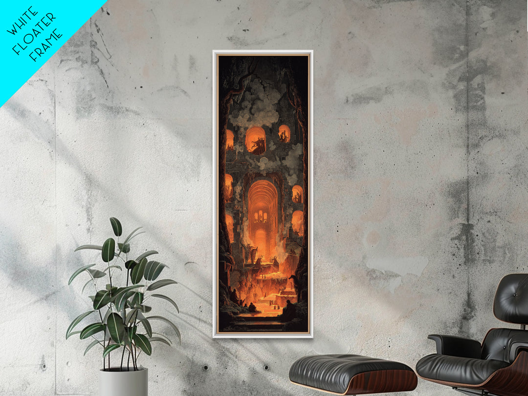 The Candlelit Crypt, Apocalyptic Romantic Art, Tall Narrow Wall Art, Macabre Wall Art, Framed Canvas Print, Halloween Wall Art