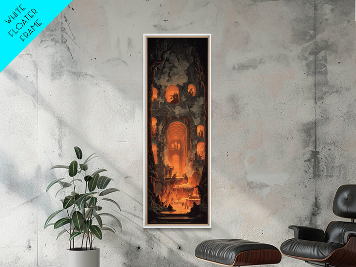 The Candlelit Crypt, Apocalyptic Romantic Art, Tall Narrow Wall Art, Macabre Wall Art, Framed Canvas Print, Halloween Wall Art