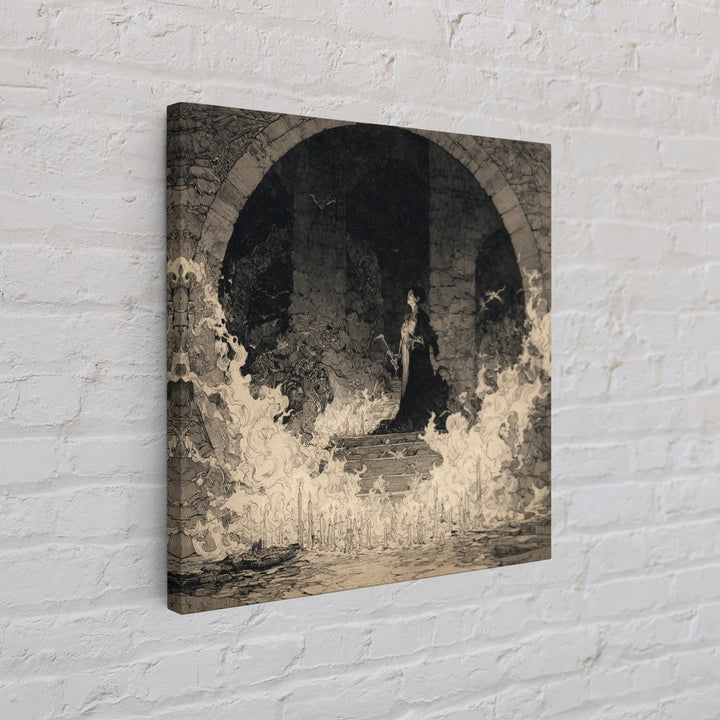 The Candlelit Crypt, Decadent Gothic Art, Square Wall Art, Macabre Wall Art, Canvas Print, Halloween Wall Art, Statement Wall Art