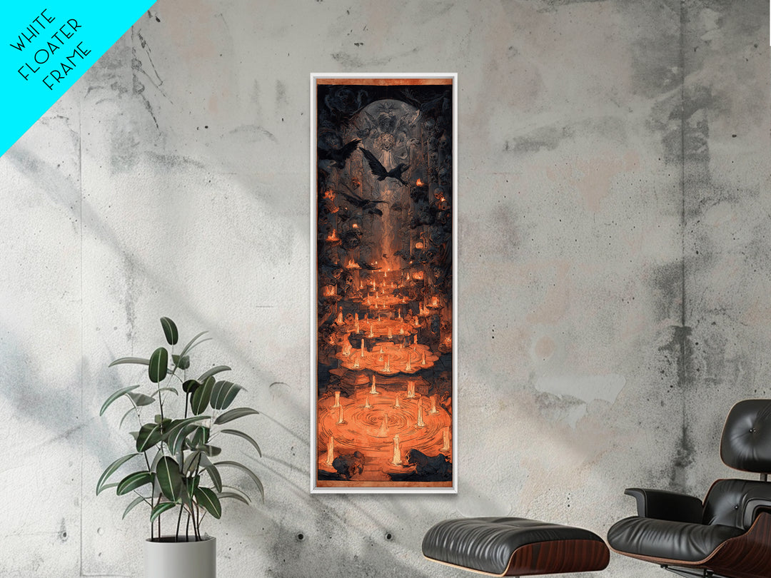 The Candlelit Crypt, Expressionist Gothic Art, Tall Narrow Wall Art, Macabre Wall Art, Canvas Print, Halloween Wall Art, Statement Wall Art