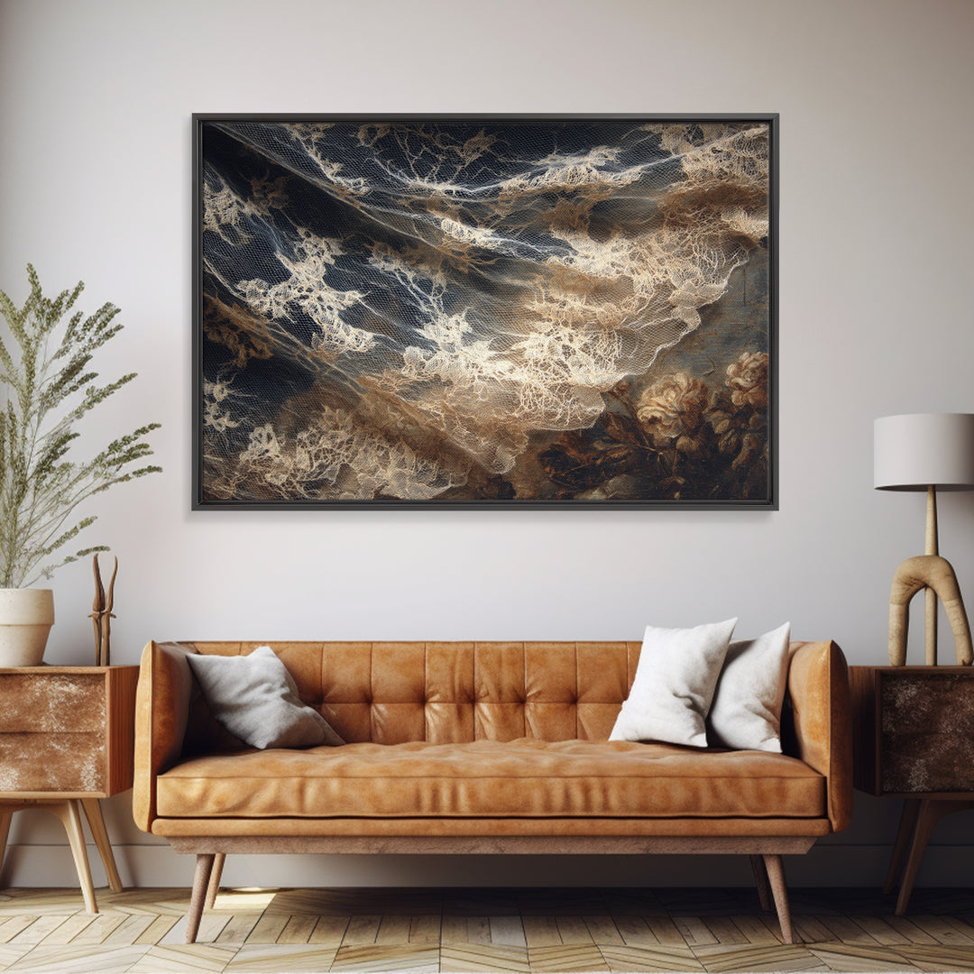 Black Lace And Cobwebs, Dark Romantic Horror Art, Landscape Wall Art, Macabre Wall Art, Canvas Print, Halloween Wall Art