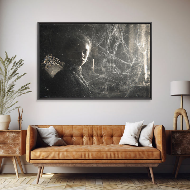 Black Lace And Cobwebs, Expressionist Gothic Art, Landscape Wall Art, Dark Halloween Decor, Framed Canvas Print, Halloween Wall Art