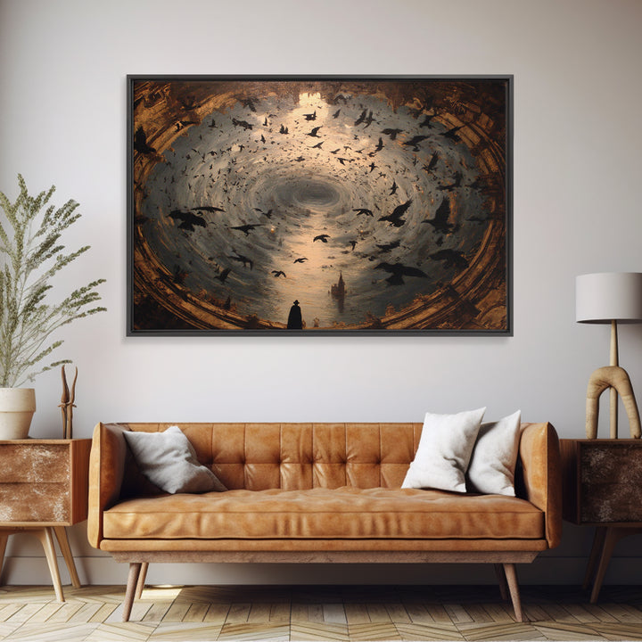 Ravens And Ruins, Symbolist Gothic Landscape, Landscape Wall Art, Dark Halloween Decor, Canvas Print, Halloween Wall Art, Horror Wall Art