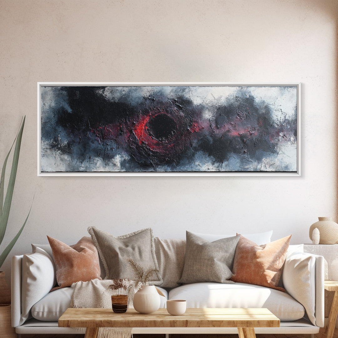 Deep Charcoal Abstract Canvas Print, Dark Art, Gothic Wall Art, Living Room Decor, Nocturne, Spooky Decor, Gallery Decor, DAR-3x1-13