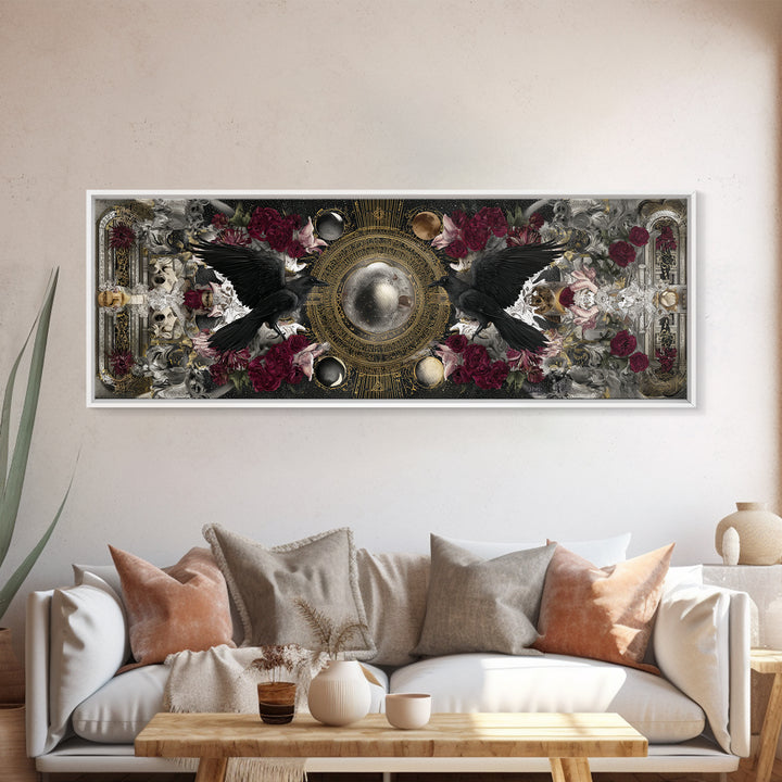 Occult Celestial Hands Framed Canvas Print, Dark Art, Painting, Living Room Decor, Fine Art, Nocturne, Gothic Wall Art, DAR-3x1-84
