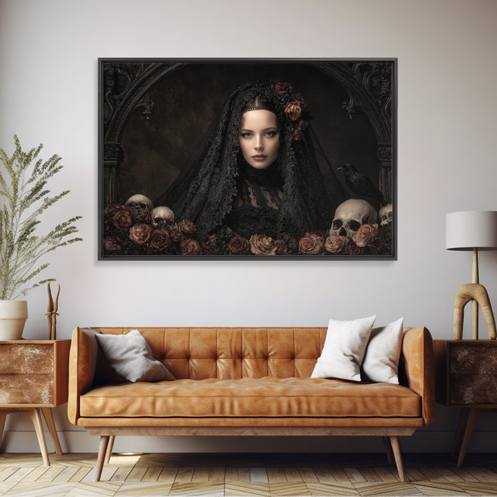 Gothic Woman Portrait Canvas Print, Dark Art, Room Decor, Living Room Decor, Oil Painting, Nocturne, Digital Art, DAR-3x2-56