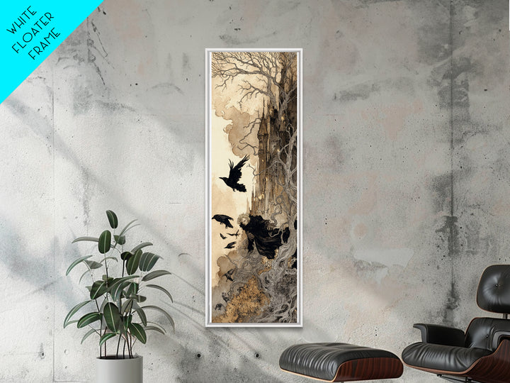 Ravens And Ruins, Gothic Storybook Art, Tall Narrow Wall Art, Gothic Horror Wall Art, Canvas Print, Halloween Wall Art
