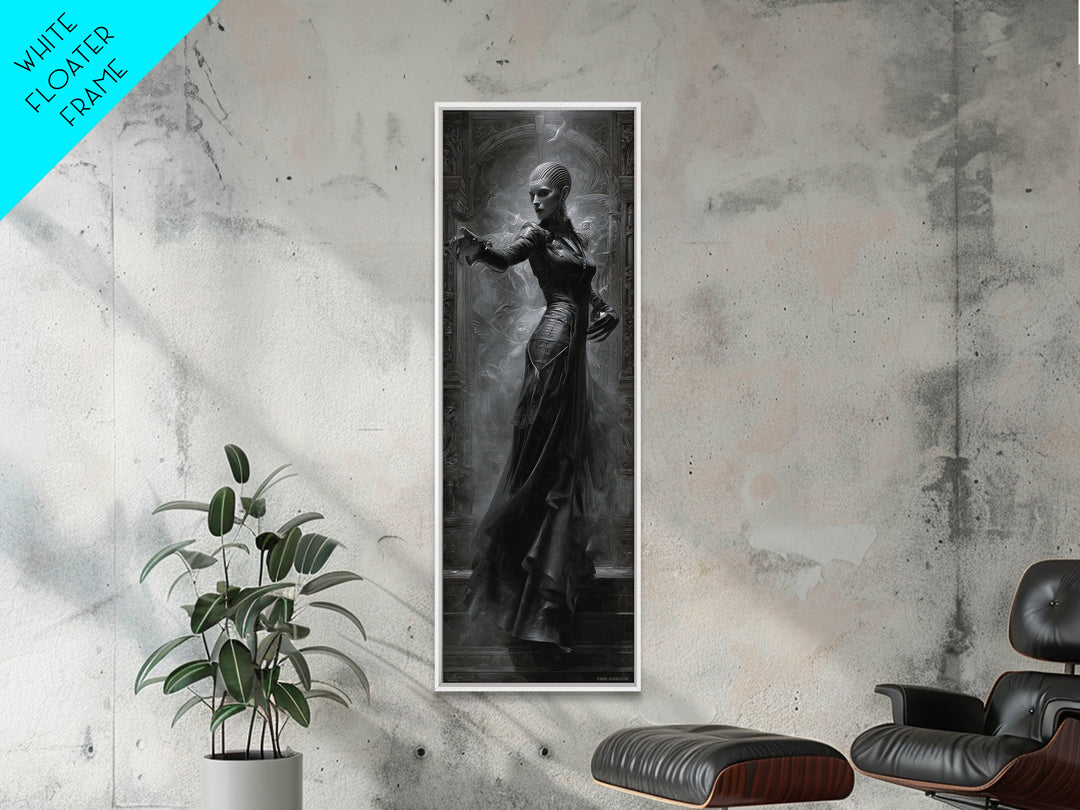 Ravens And Ruins, Biomechanical Horror Art, Tall Narrow Wall Art, Dark Fantasy Wall Art, Canvas Print, Halloween Wall Art