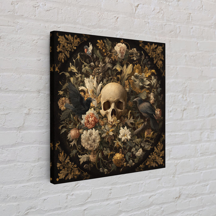 Skeletal Botanicals, Baroque Witchcraft Art, Square Wall Art, Dark Halloween Decor, Canvas Print, Halloween Wall Art, Spooky Wall Decor