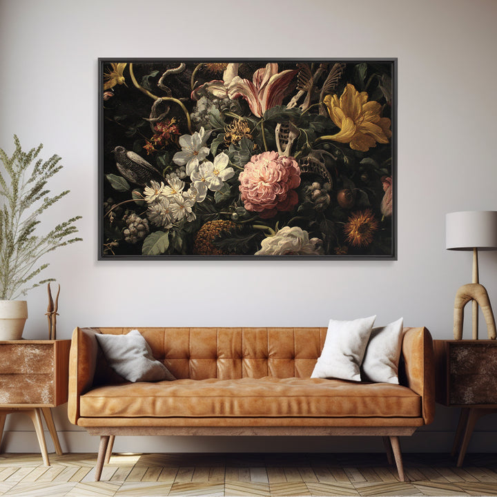 Skeletal Botanicals, Visionary Gothic Art, Landscape Wall Art, Macabre Wall Art, Framed Canvas Print, Halloween Wall Art