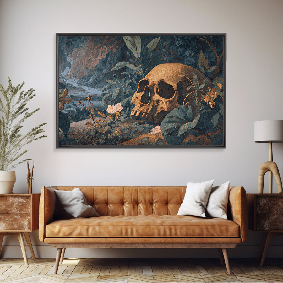 Skeletal Botanicals, Romantic Gothic Landscape, Landscape Wall Art, Gothic Horror Wall Art, Framed Canvas Print, Dark Fantasy Art