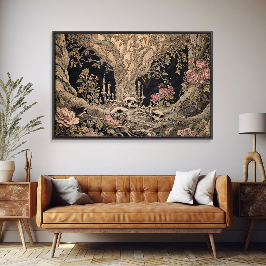 Skeletal Botanicals, Expressionist Nightmare Art, Landscape Wall Art, Macabre Wall Art, Canvas Print, Halloween Wall Art, Gothic Home Decor
