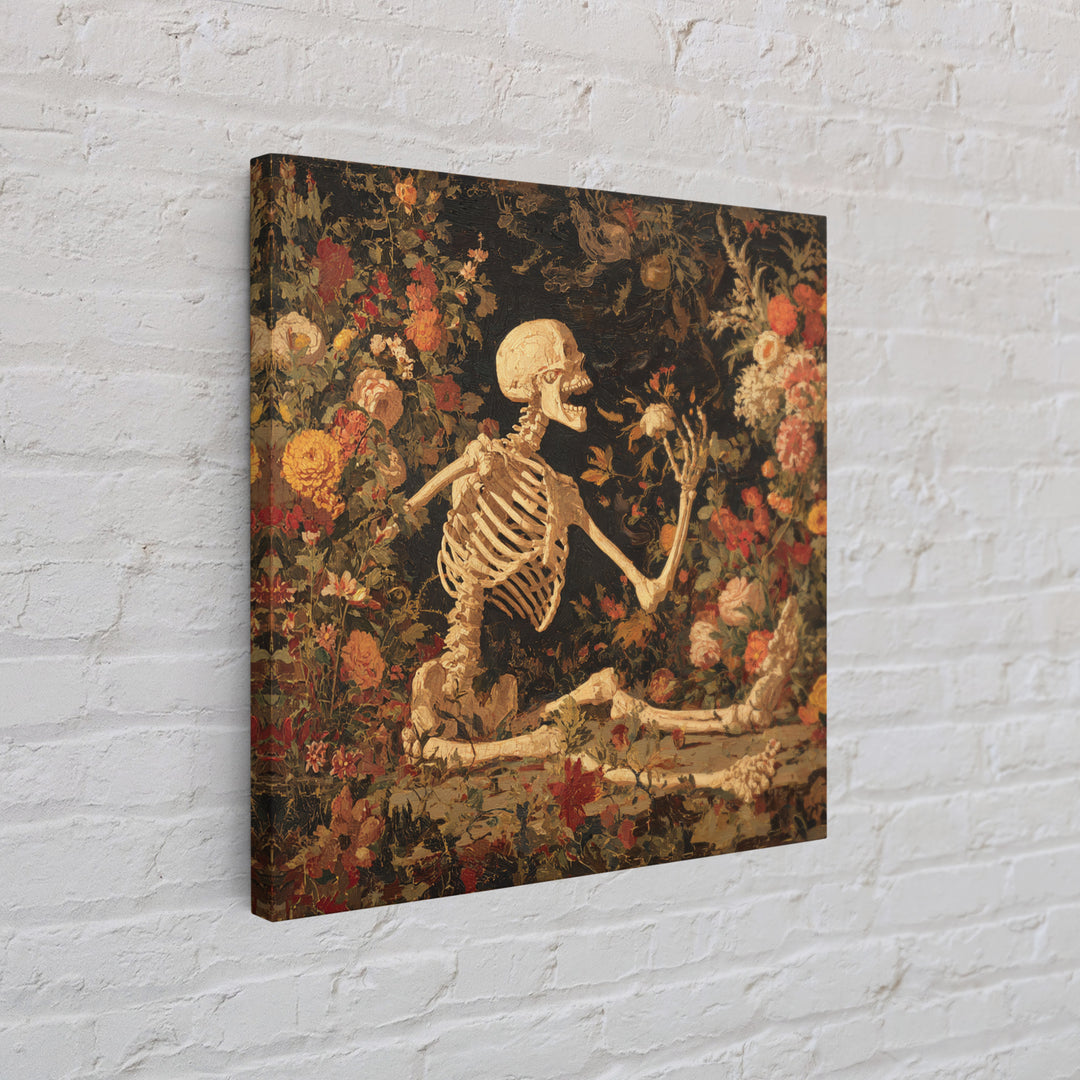 Skeletal Botanicals, Grotesque Carnival Art, Square Wall Art, Gothic Horror Wall Art, Framed Canvas Print, Halloween Wall Art