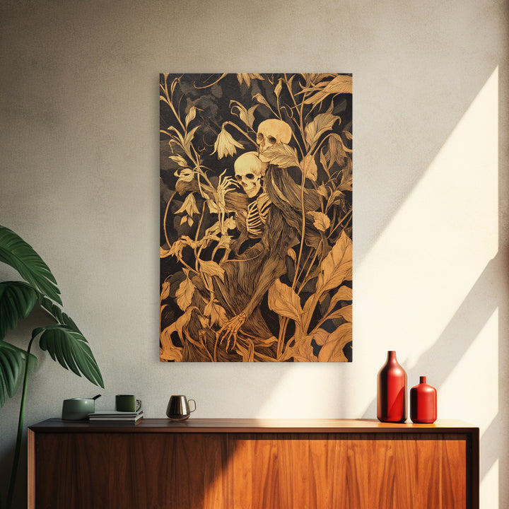 Skeletal Botanicals, Expressionist Gothic Art, Vertical Wall Art, Gothic Horror Wall Art, Canvas Print, Halloween Wall Art