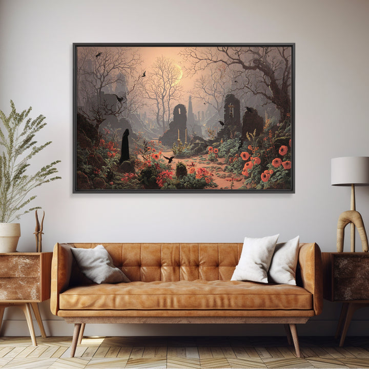 The Poison Garden, Romantic Gothic Landscape, Landscape Wall Art, Macabre Wall Art, Framed Canvas Print, Halloween Wall Art