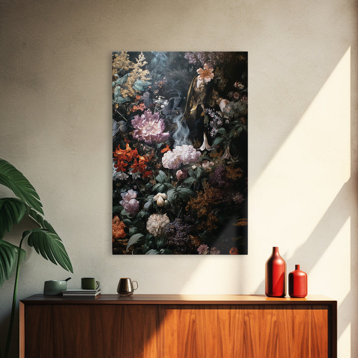 The Poison Garden, Ornate Symbolist Art, Vertical Wall Art, Macabre Wall Art, Framed Canvas Print, Halloween Wall Art
