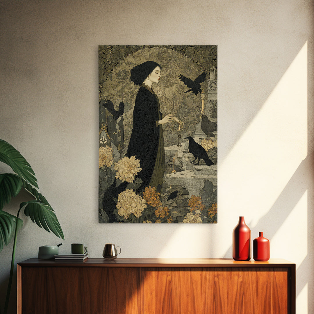 The Poison Garden, Symbolist Death Art, Vertical Wall Art, Gothic Horror Wall Art, Canvas Print, Halloween Wall Art