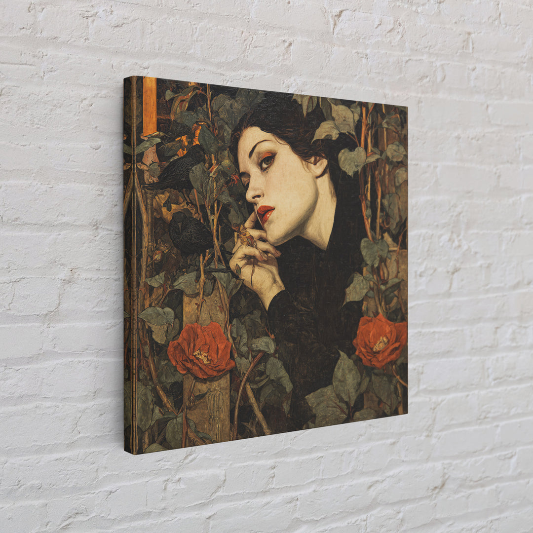 The Poison Garden, Dark Symbolist Art, Square Wall Art, Dark Halloween Decor, Canvas Print, Halloween Wall Art, Gothic Home Decor