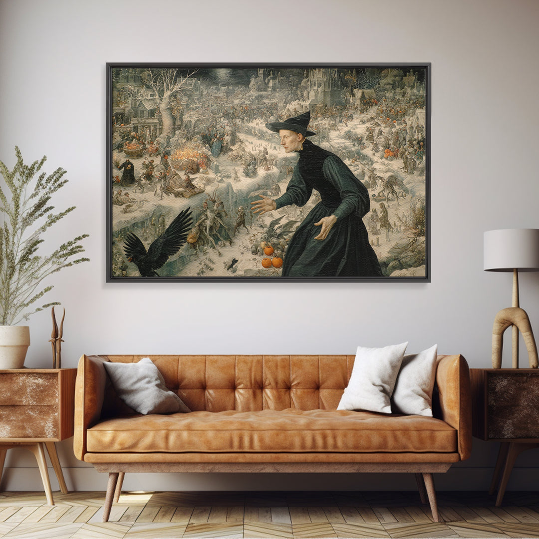 Frozen Halloween, Medieval Grotesque Art, Landscape Wall Art, Gothic Horror Wall Art, Framed Canvas Print, Halloween Wall Art