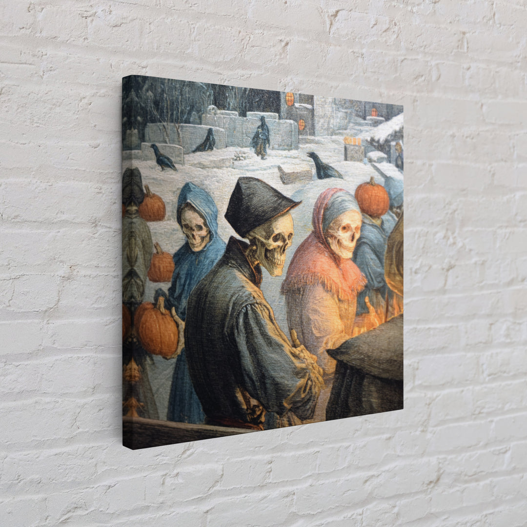 Frozen Halloween, Danse Macabre Art, Square Wall Art, Dark Halloween Decor, Framed Canvas Print, Halloween Wall Art