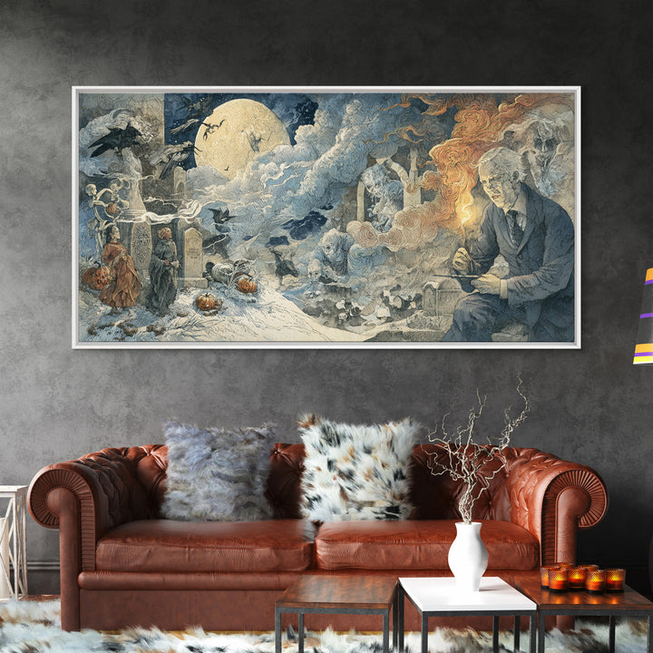 Frozen Halloween, Visionary Gothic Art, Wide Panoramic Art, Dark Fantasy Wall Art, Canvas Print, Halloween Wall Art, Dark Fantasy Art